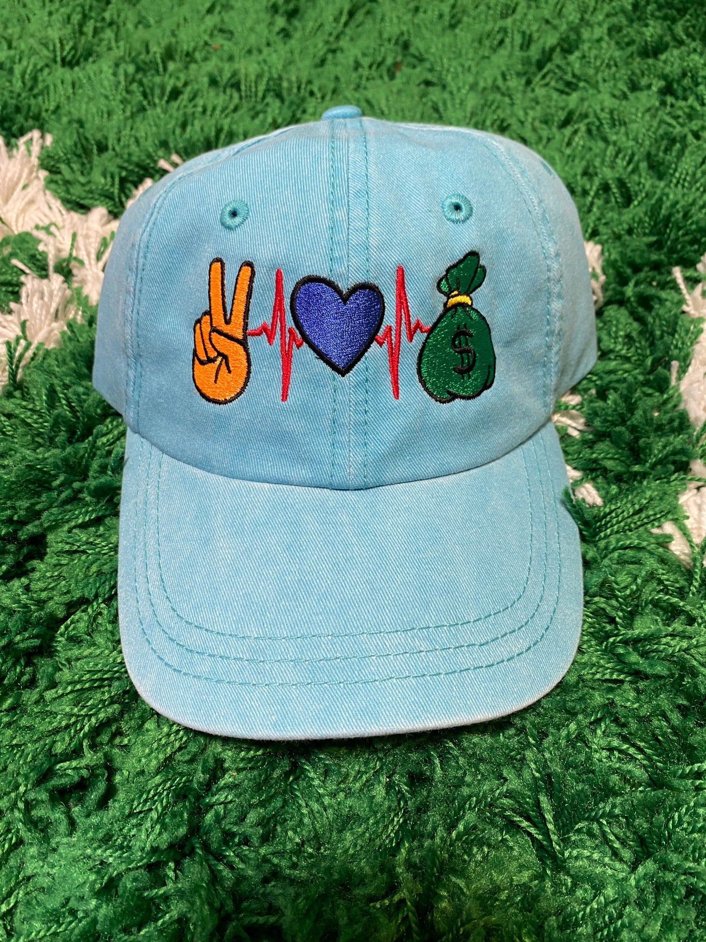 Mint Peace Love Wealth Hat