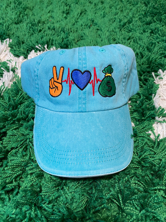 Mint Peace Love Wealth Hat